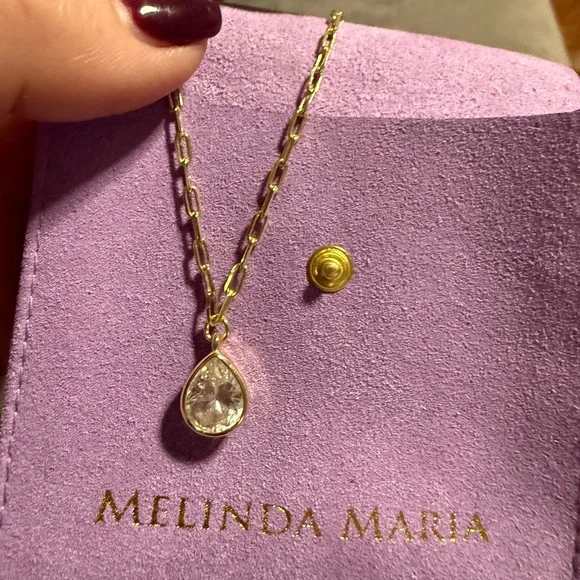 Melinda Maria Gold Necklace with Teardrop Pendant - Picture 4 of 5